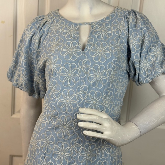 MARBLE Blue and White Floral Mini Dress Size Medium - Picture 6 of 15